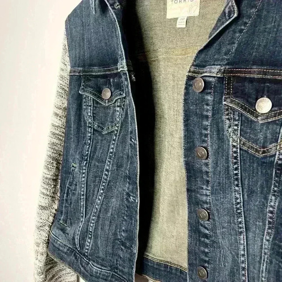Torrid Denim Hooded Knit Long Sleeve Jacket 00 Med/Large - Picture 6 of 8